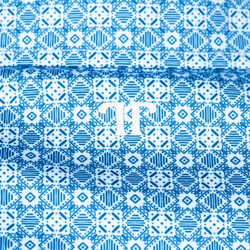 Ferrell Brands Inc Mens Light Blue Print Polo