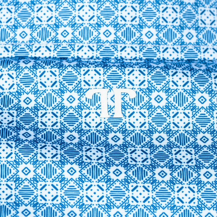 Ferrell Brands Inc Mens Light Blue Print Polo