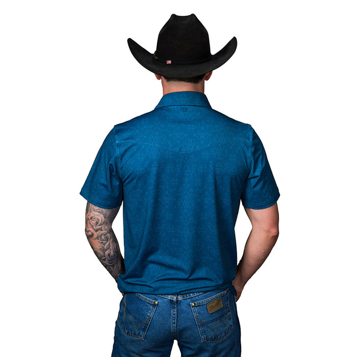 Ferrell Brands Inc The Micro Carson Blue Snap Polo