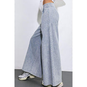 Flying Tomato Women's Denim Striped Wide Leg Pants