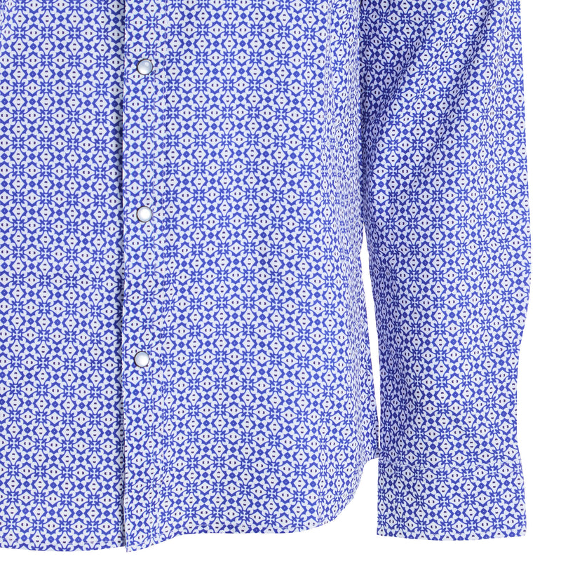 Ferrell Brands Inc Brand Mens Blue Vented Pearl Snap Shirt