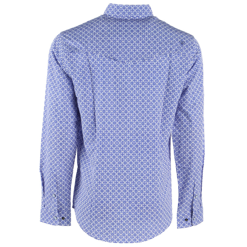 Ferrell Brands Inc Brand Mens Blue Vented Pearl Snap Shirt