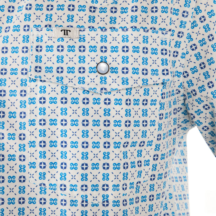 Ferrell Brands Inc Men's Turquoise and White Snap Shirt