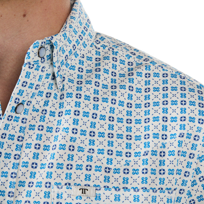 Ferrell Brands Inc Men's Turquoise and White Snap Shirt