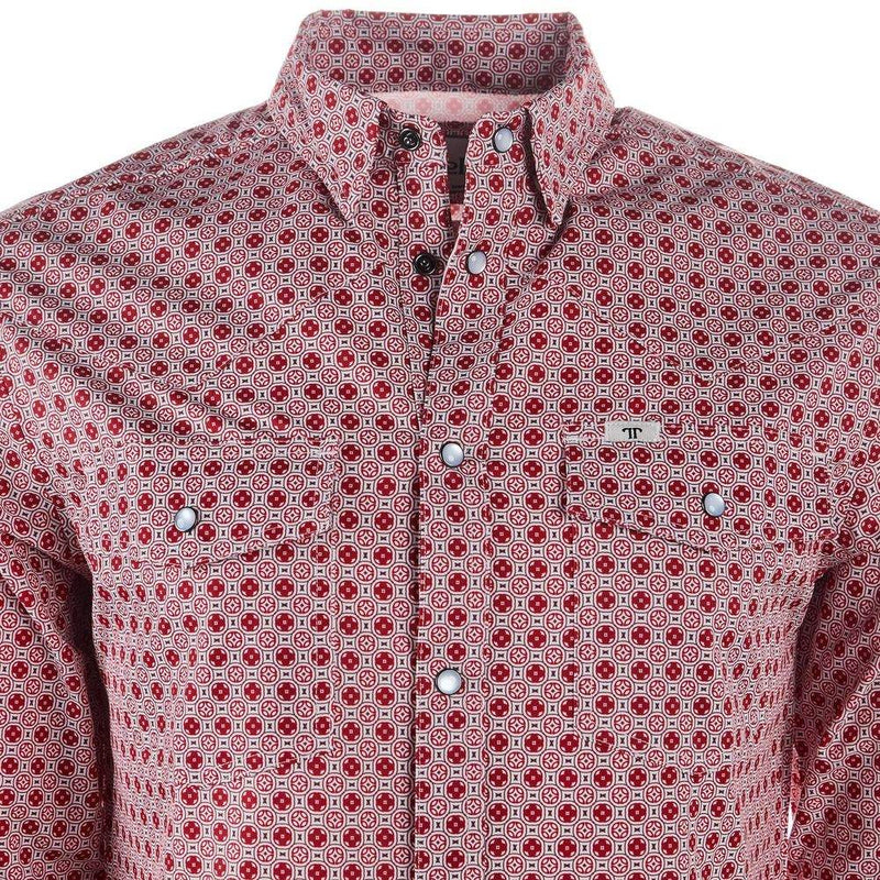 Ferrell Brands Inc Men's Red Long Sleeve Vented Snap Shirt