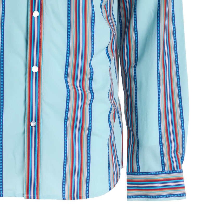 Ferrell Brands Inc Brand Mens Light Blue Stripe Vented Pearl Snap Shirt