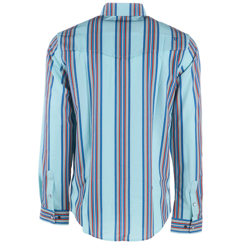 Ferrell Brands Inc Brand Mens Light Blue Stripe Vented Pearl Snap Shirt