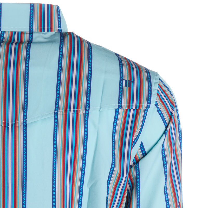 Ferrell Brands Inc Brand Mens Light Blue Stripe Vented Pearl Snap Shirt