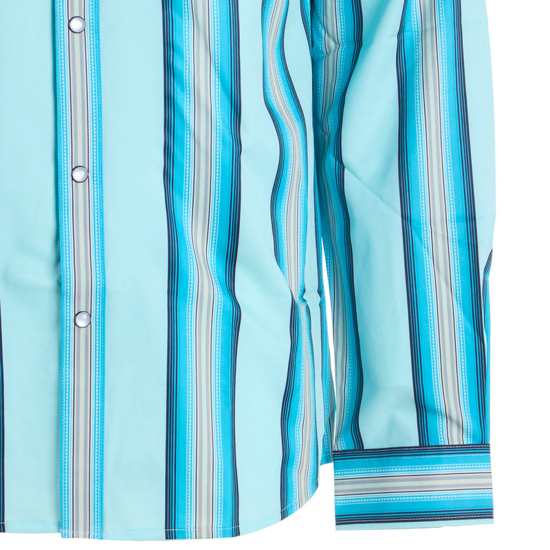 Ferrell Brands Inc Brand Mens Mint Stripe Vented Pearl Snap Shirt