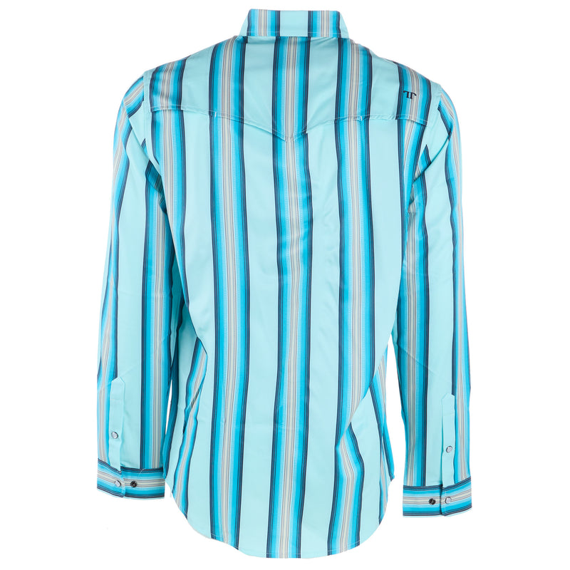 Ferrell Brands Inc Brand Mens Mint Stripe Vented Pearl Snap Shirt