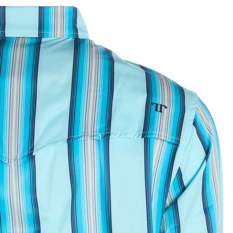 Ferrell Brands Inc Brand Mens Mint Stripe Vented Pearl Snap Shirt