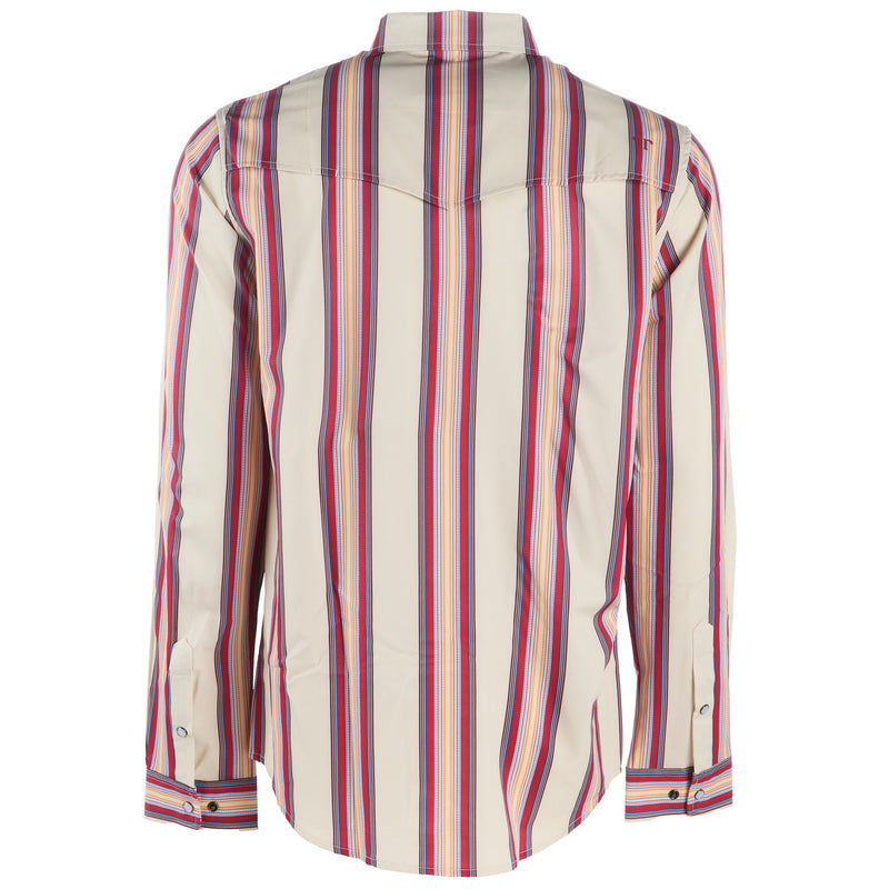 Ferrell Brands Inc Brand Mens Red Stripe Vented Pearl Snap Shirt
