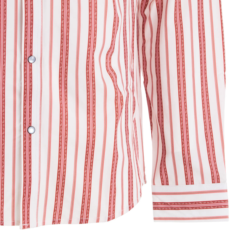 Ferrell Brands Inc Brand Mens Red Striped Vented Pearl Snap Shirt