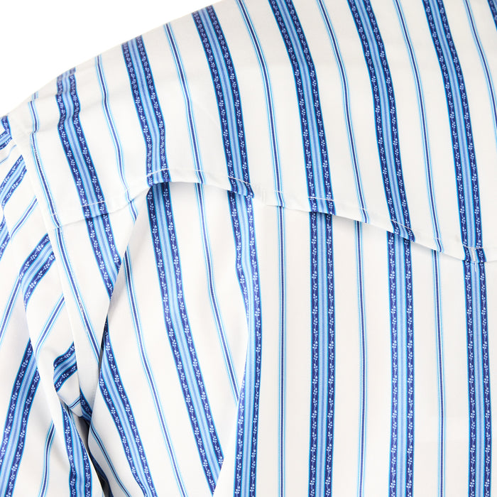 Ferrell Brands Inc Men's Blue and White Stripe Vented Snap Shirt