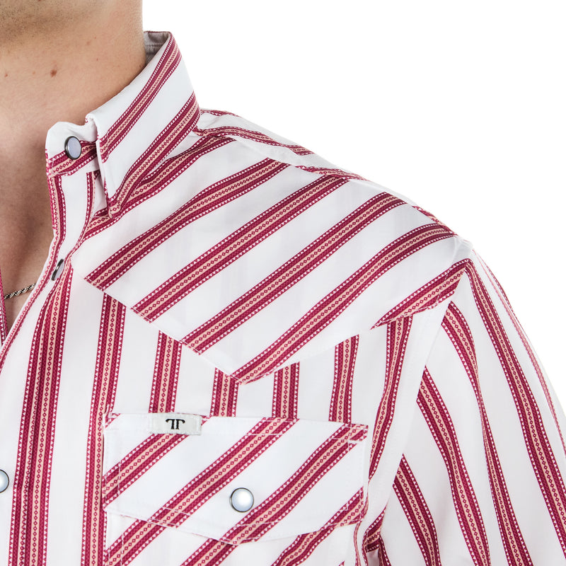 Ferrell Brands Inc Men's Red and White Striped Vented Snap Shirt