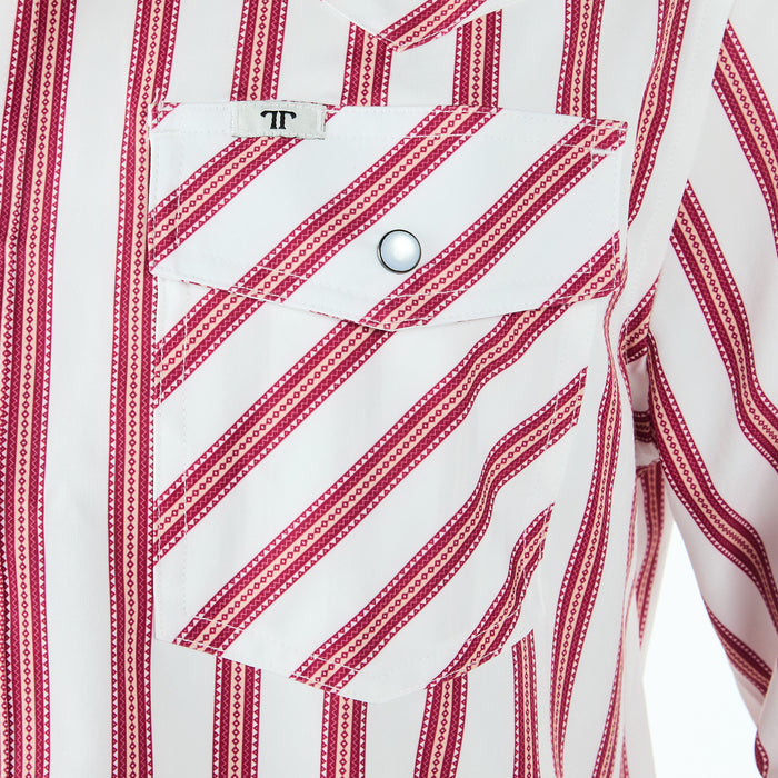 Ferrell Brands Inc Men's Red and White Striped Vented Snap Shirt