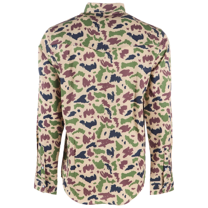 Ferrell Brands Inc Brand Mens Camo Vented Long Sleeve Pearl Snap Shirt