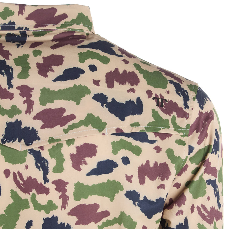 Ferrell Brands Inc Brand Mens Camo Vented Long Sleeve Pearl Snap Shirt