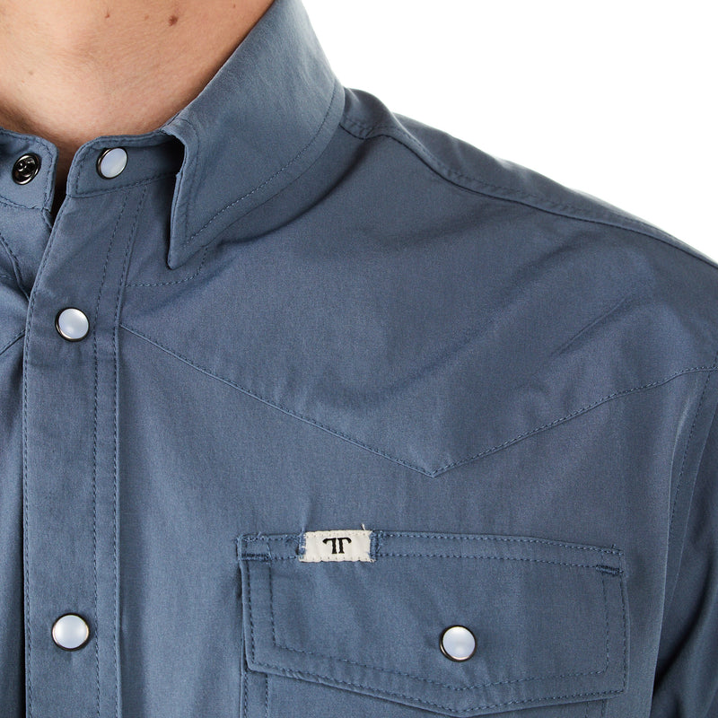 Ferrell Brands Inc Men's Blue Vented Pearl Snap Shirt