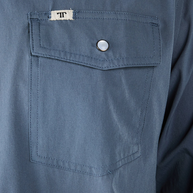 Ferrell Brands Inc Men's Blue Vented Pearl Snap Shirt