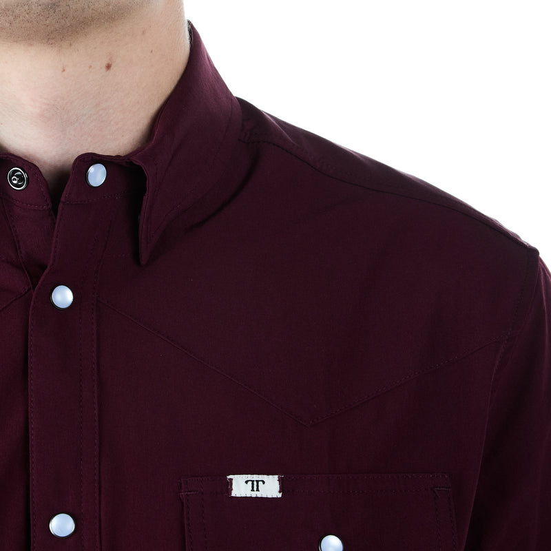 Ferrell Men's Maroon Vented Pearl Snap Shirt