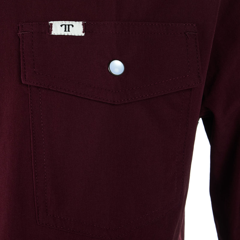 Ferrell Men's Maroon Vented Pearl Snap Shirt