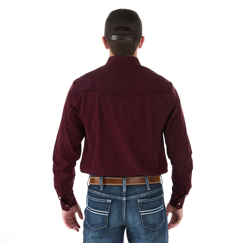 Ferrell Men's Maroon Vented Pearl Snap Shirt