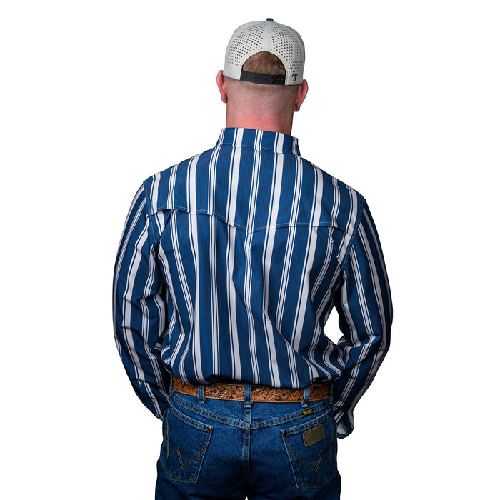 Ferrell Brands Inc Men's Blue Stripe Atlas Long Sleeve Shirt