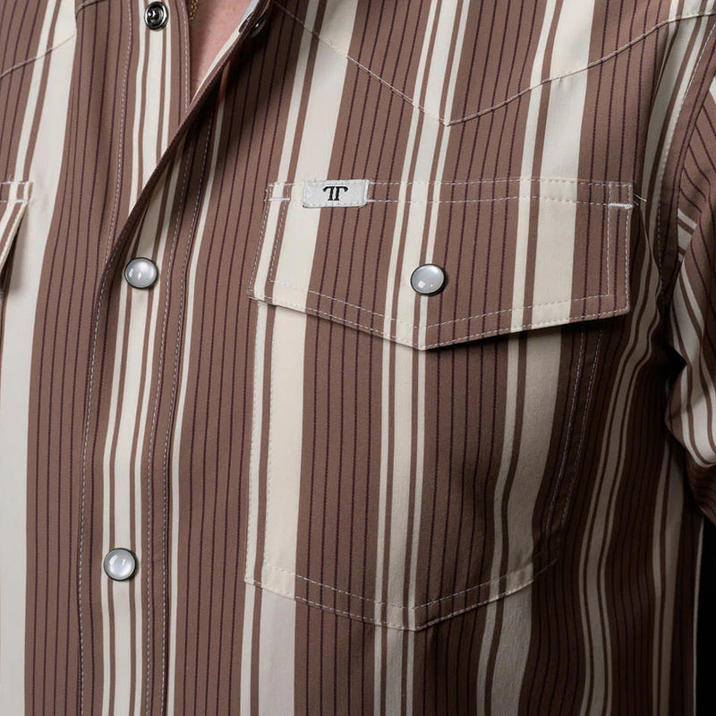Ferrell Brands Inc Men's Brown Striped Atlas Long Sleeve Shirt