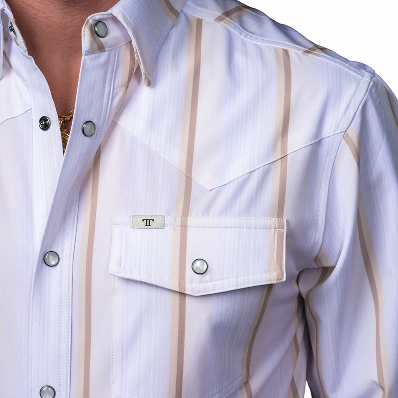 Ferrell Brands Inc Men's Cream Tristan Long Sleeve Snap Shirt