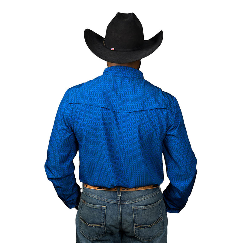 Ferrell Brands Inc Men's Blue Truett Long Sleeve Snap Shirt
