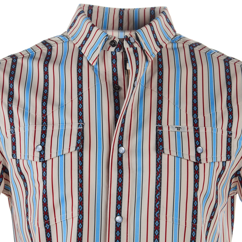 Ferrell Brands Inc Men's Cream Printed Vented Pearl Snap Shirt
