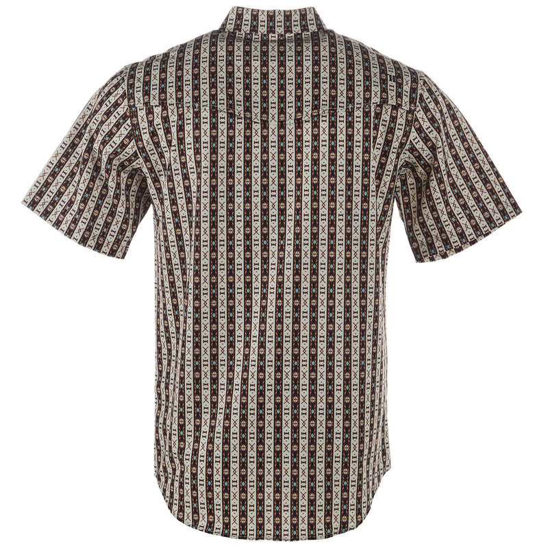 Ferrell Brands Inc Men's Cream and Brown Vented Pearl Snap Shirt