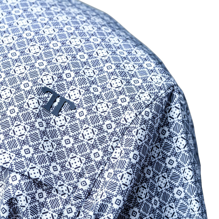 Ferrell Brands Inc Mens Black Print Vented Short Sleeve Pearl Snap Shirt