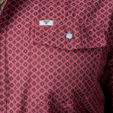 Ferrell Brands Inc Mens Red Print Vented Pearl Snap Shirt
