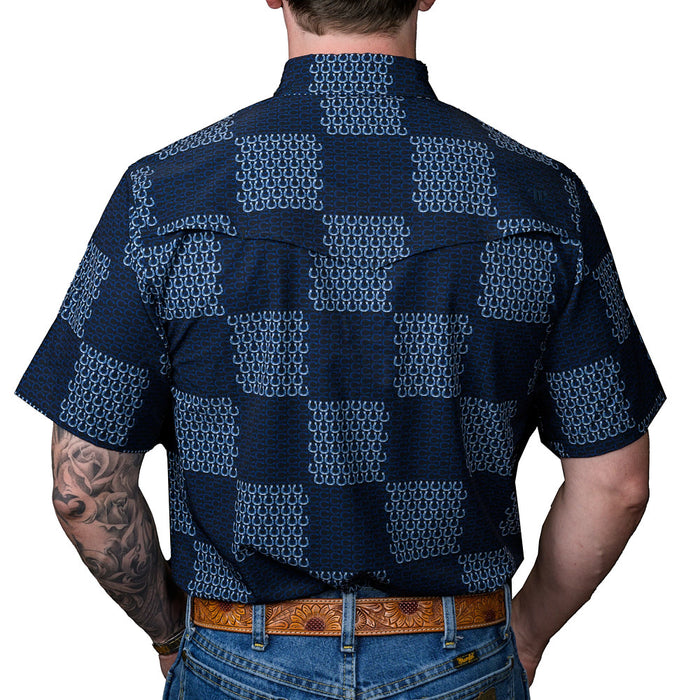 Ferrell Brands Inc Men's Denim Dallas Checkered Short Sleeve Shirt