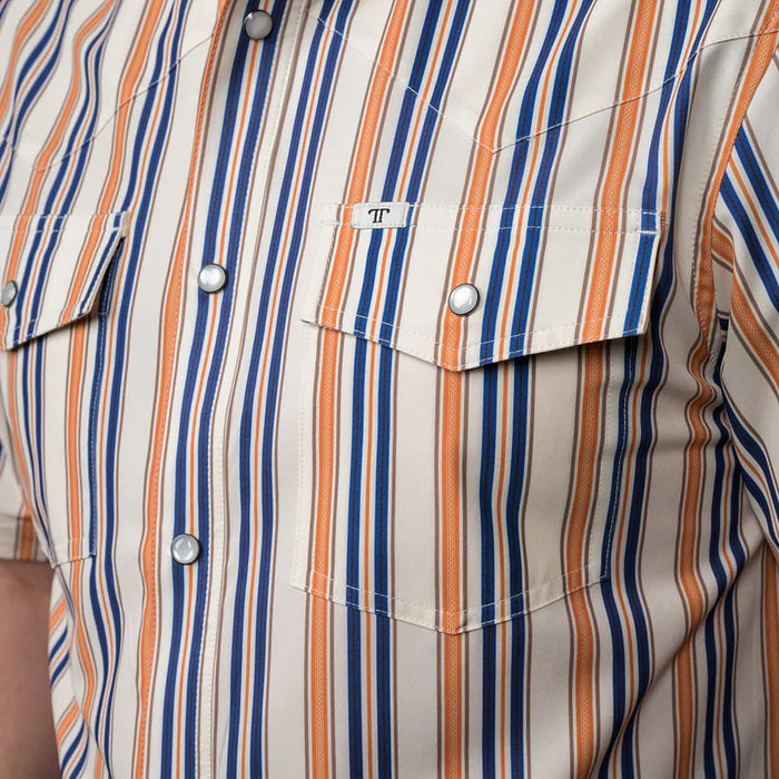 Ferrell Brands Inc Men's Cream Stripe Jackson Short Sleeve Shirt