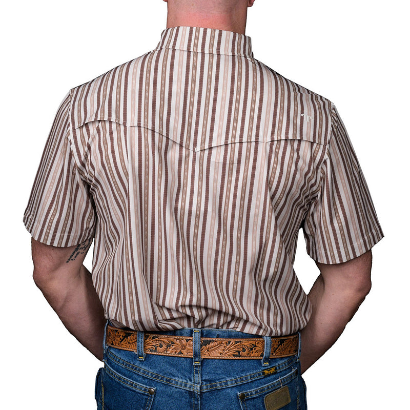 Ferrell Brands Inc Men's Brown Stripe Wyatt Short Sleeve Shirt