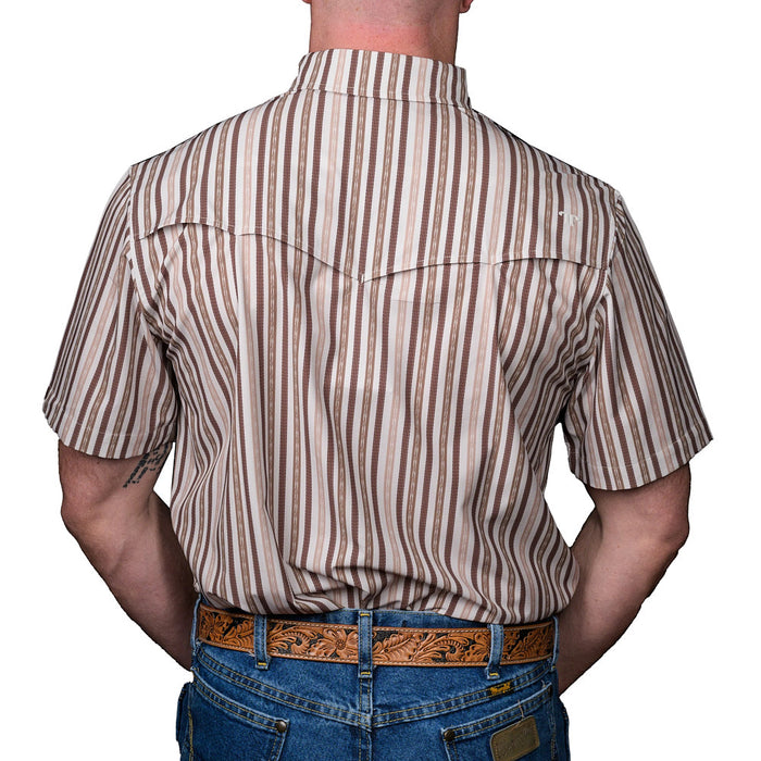 Ferrell Brands Inc Men's Brown Stripe Wyatt Short Sleeve Shirt