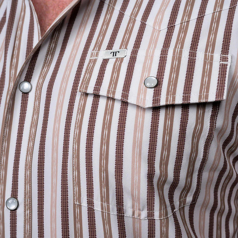 Ferrell Brands Inc Men's Brown Stripe Wyatt Short Sleeve Shirt