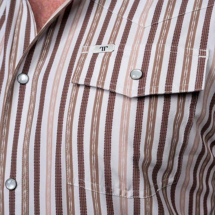 Ferrell Brands Inc Men's Brown Stripe Wyatt Short Sleeve Shirt