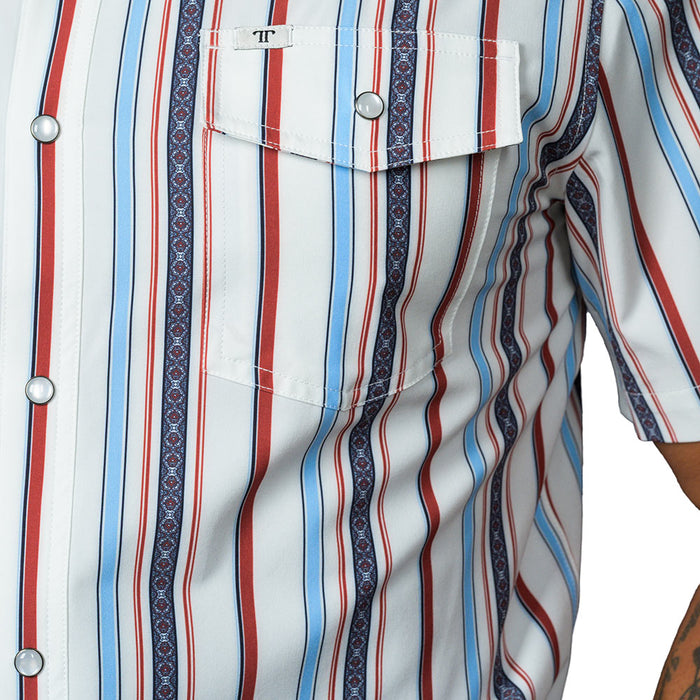 Ferrell Brands Inc Men's White Brooks Short Sleeve Snap Shirt