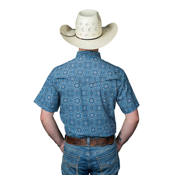 Ferrell Brands Inc Men's Bennet Light Blue Short Sleeve Snap Shirt