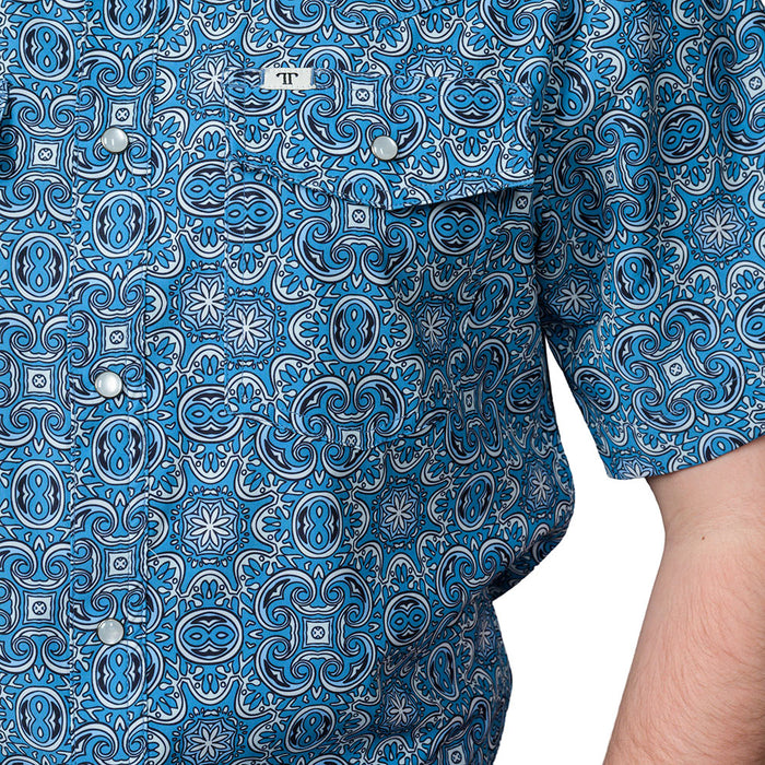 Ferrell Brands Inc Men's Bennet Light Blue Short Sleeve Snap Shirt