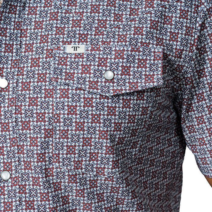Ferrell Brands Inc Men's Colton Red Short Sleeve Snap Shirt