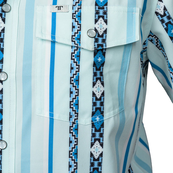 Ferrell Brands Inc Men's Post Blue Short Sleeve Snap Shirt