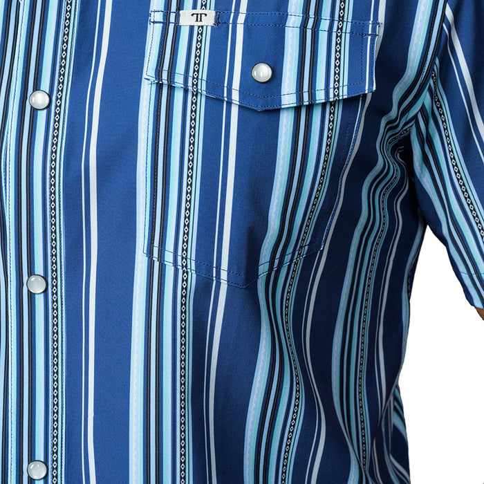 Ferrell Brands Inc Men's James Blue Short Sleeve Snap Shirt