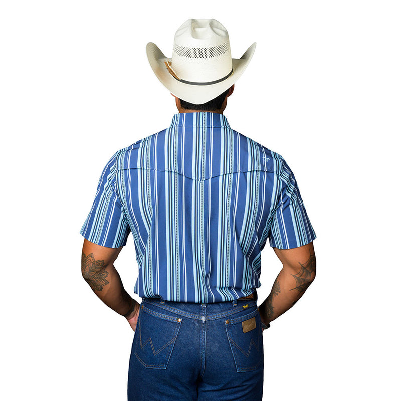Ferrell Brands Inc Men's James Blue Short Sleeve Snap Shirt