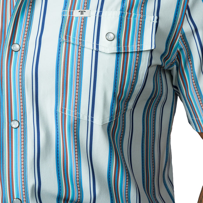 Ferrell Brands Inc Men's James Light Blue Short Sleeve Snap Shirt