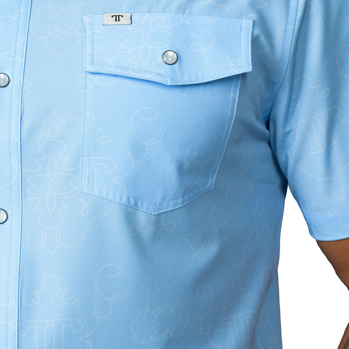 Ferrell Brands Inc Men's Carson Light Blue Short Sleeve Snap Shirt